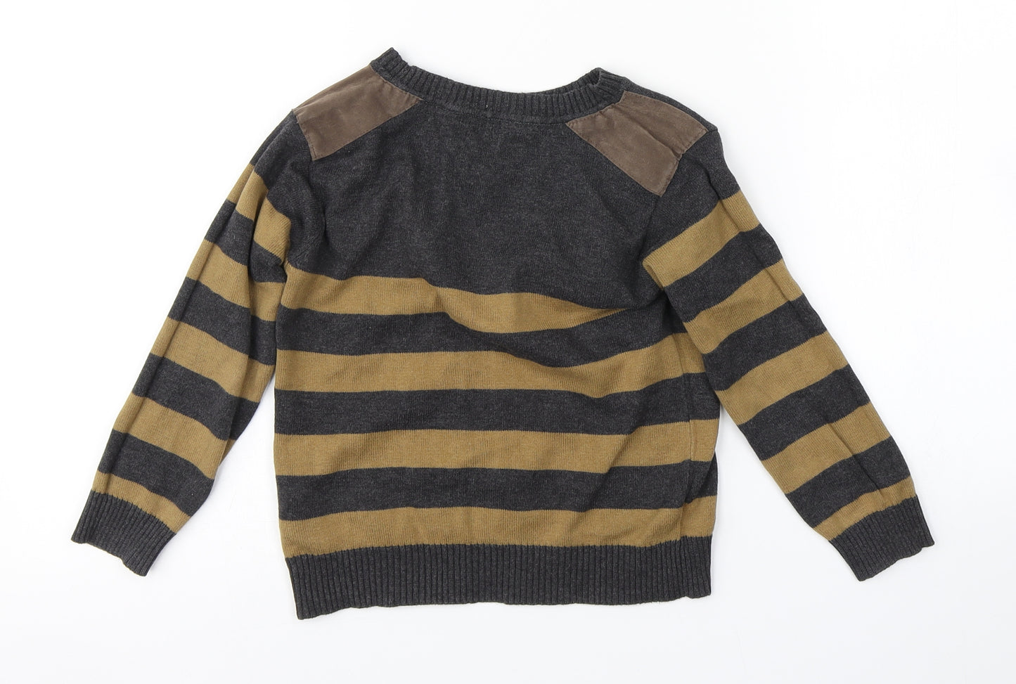 F&F Boys Grey Striped  Pullover Jumper Size 3-4 Years