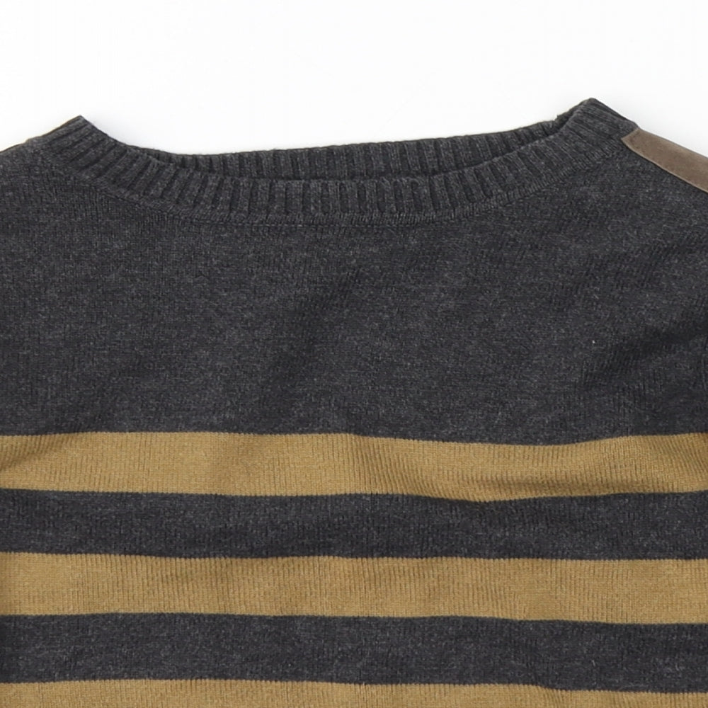 F&F Boys Grey Striped  Pullover Jumper Size 3-4 Years