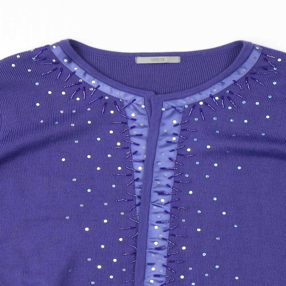 M&S Womens Purple   Cardigan Jumper Size 20