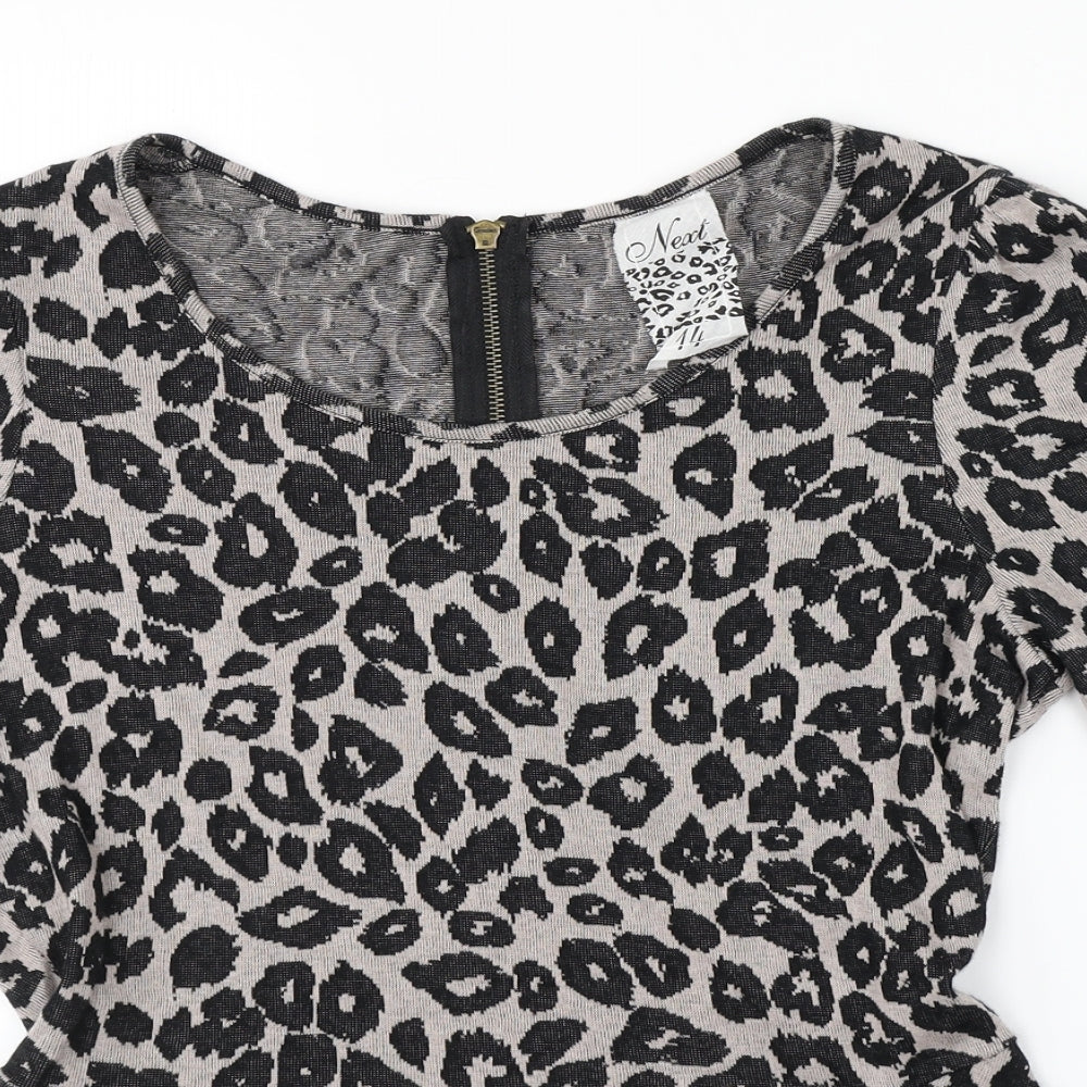 NEXT Womens Grey Animal Print  Jumper Dress  Size 14