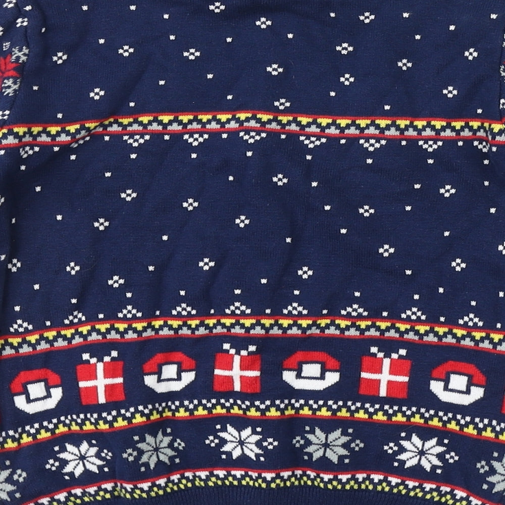 TU Boys Blue Argyle/Diamond  Pullover Jumper Size 7 Years  - POKEMON, CHRISTMAS