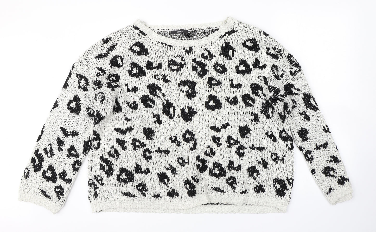 George Womens White Animal Print  Pullover Jumper Size 22