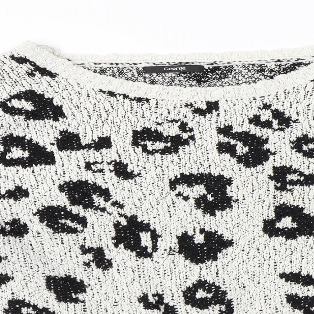 George Womens White Animal Print  Pullover Jumper Size 22