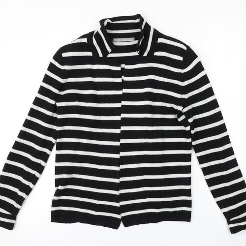 M&S Womens Black Striped  Cardigan Jumper Size 12