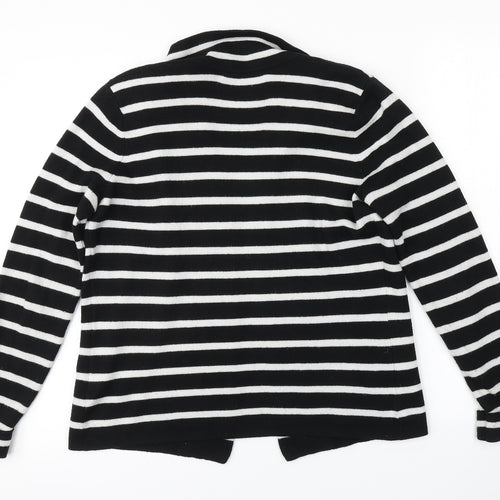 M&S Womens Black Striped  Cardigan Jumper Size 12