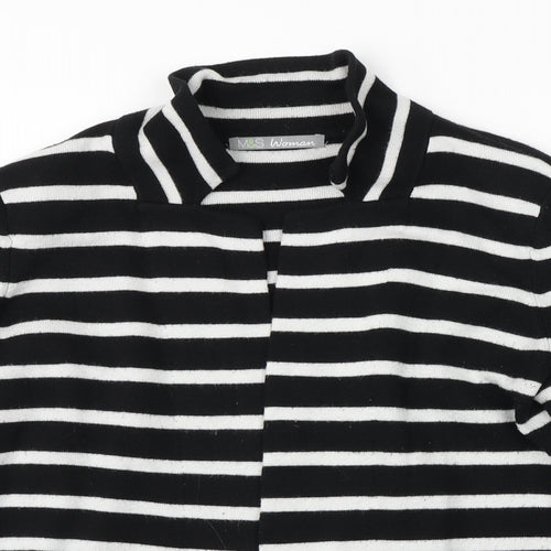 M&S Womens Black Striped  Cardigan Jumper Size 12