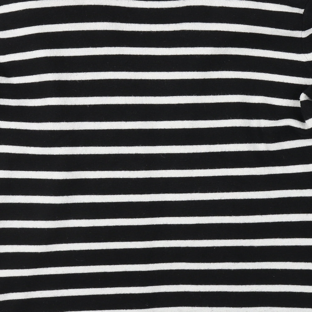 M&S Womens Black Striped  Cardigan Jumper Size 12