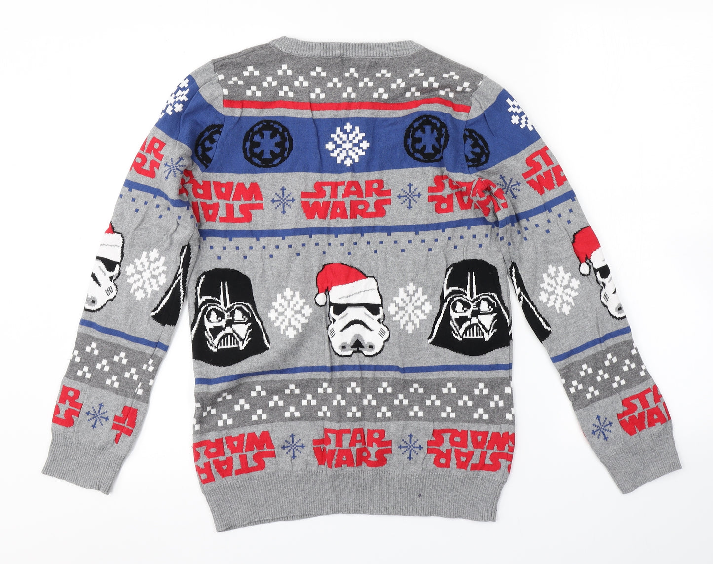 TU Boys Grey Striped  Pullover Jumper Size 14 Years  - Star Wars, Christmas
