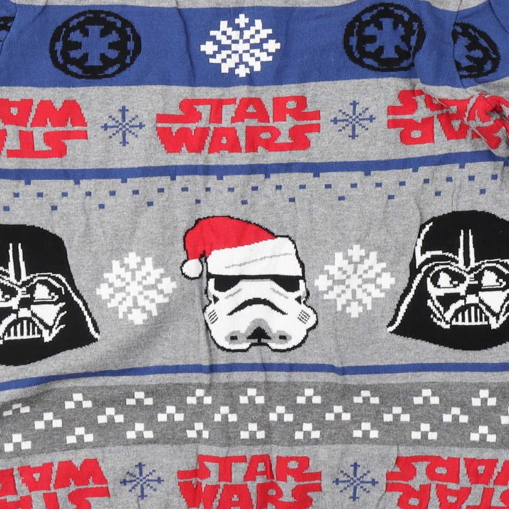 TU Boys Grey Striped  Pullover Jumper Size 14 Years  - Star Wars, Christmas
