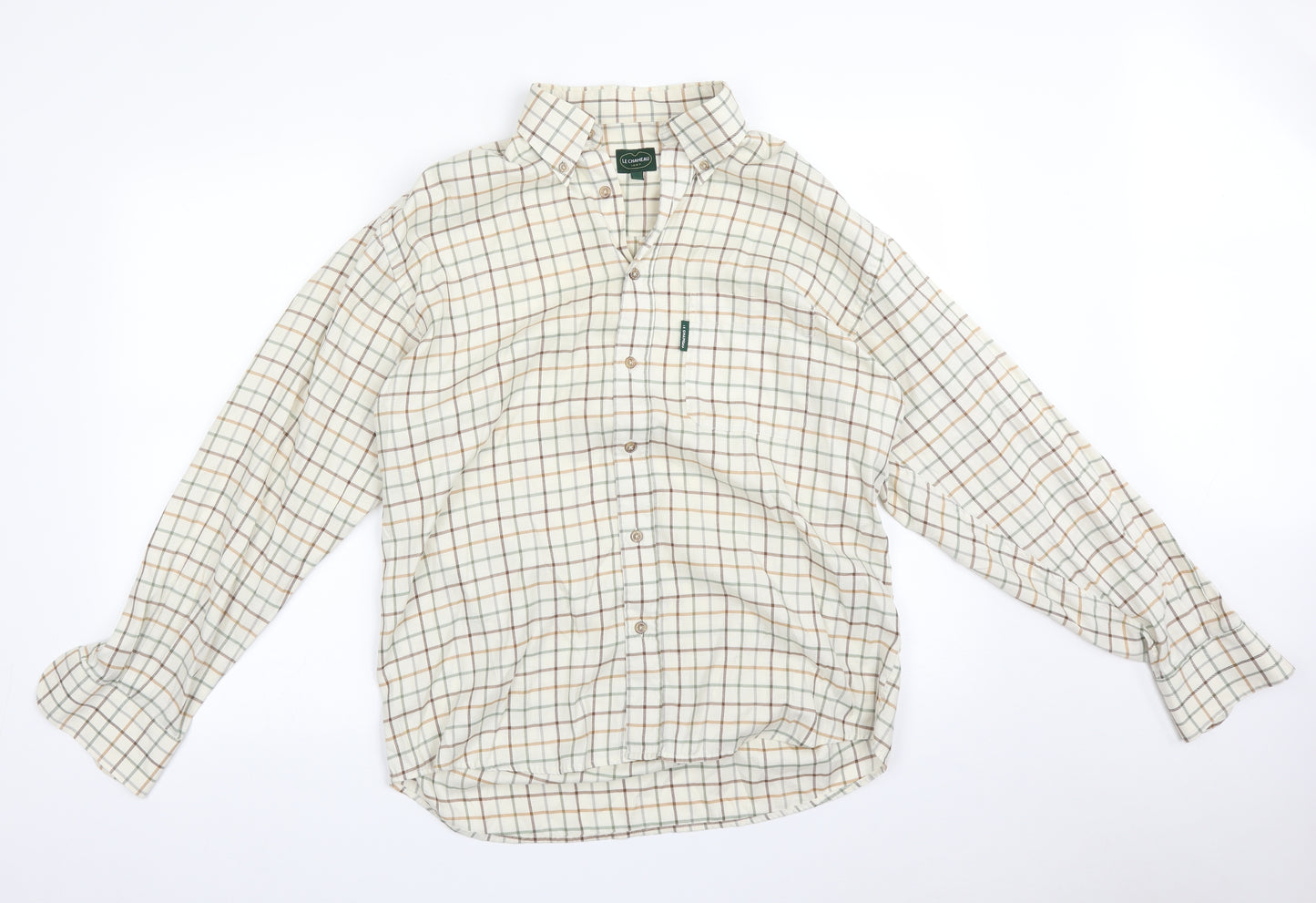 Le Chameau Mens Multicoloured Check   Button-Up Size M