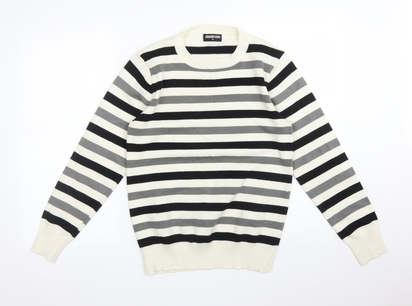ARMANDO UOMO Womens Multicoloured Striped  Pullover Sweatshirt Size XL