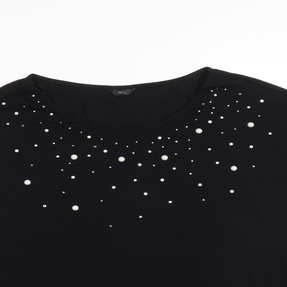 M&Co Womens Black   Basic T-Shirt Size 18