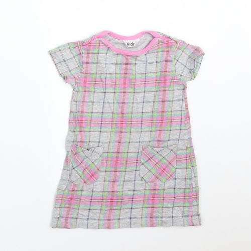 M&Co Girls Multicoloured Check  A-Line  Size 9-12 Months