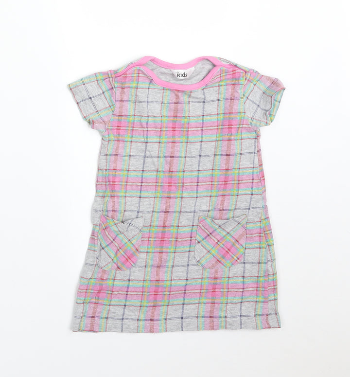 M&Co Girls Multicoloured Check A-Line Size 9-12 Months