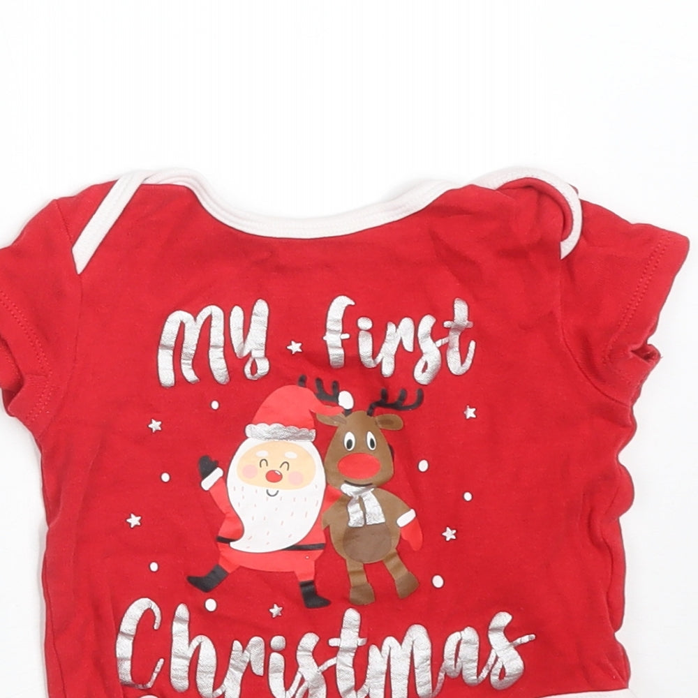 PEP&CO Baby Red   Babygrow One-Piece Size 6-9 Months  - MY FIRST CHRISTMAS