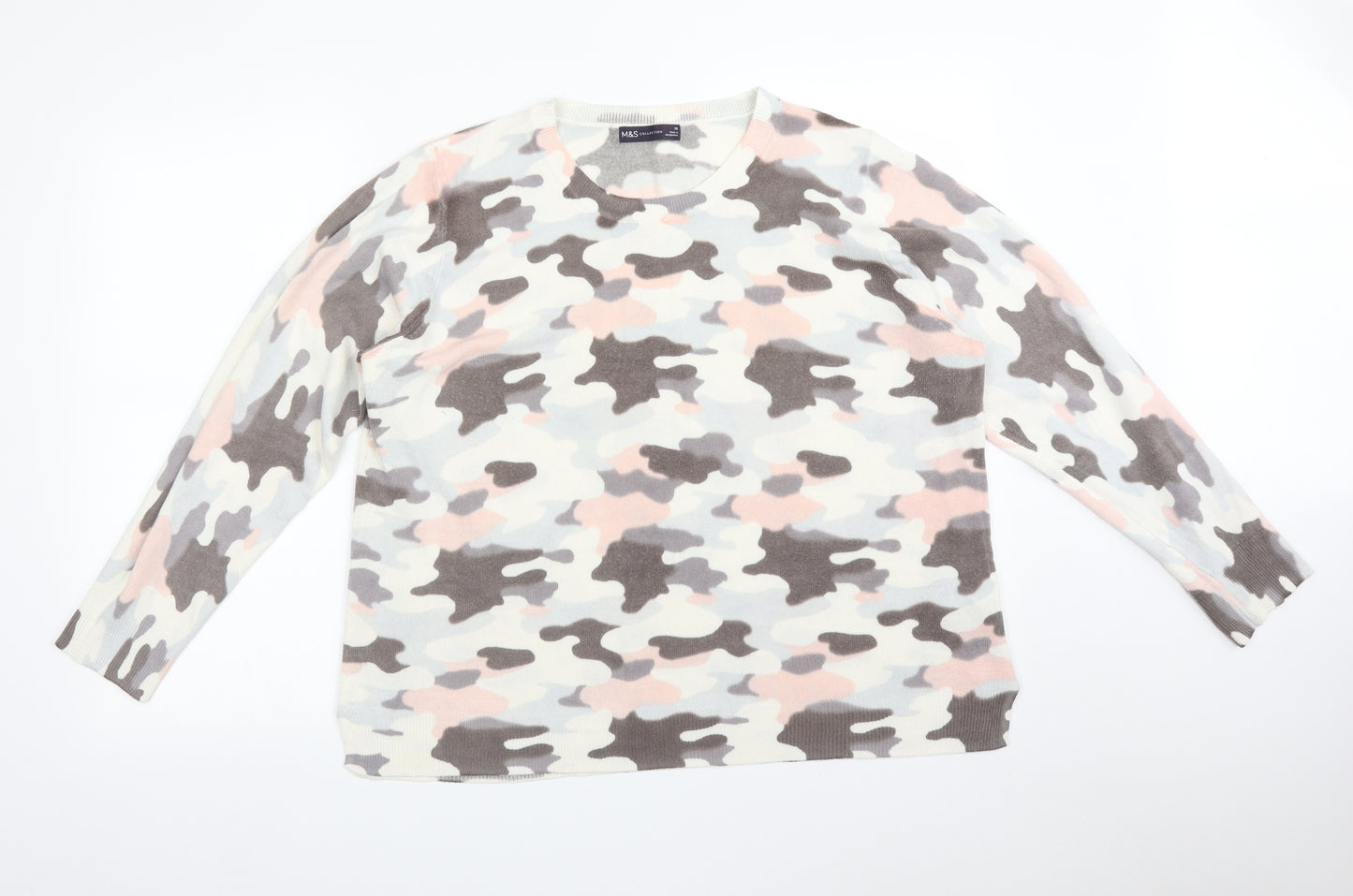 M&S Womens Multicoloured Camouflage  Basic T-Shirt Size 20