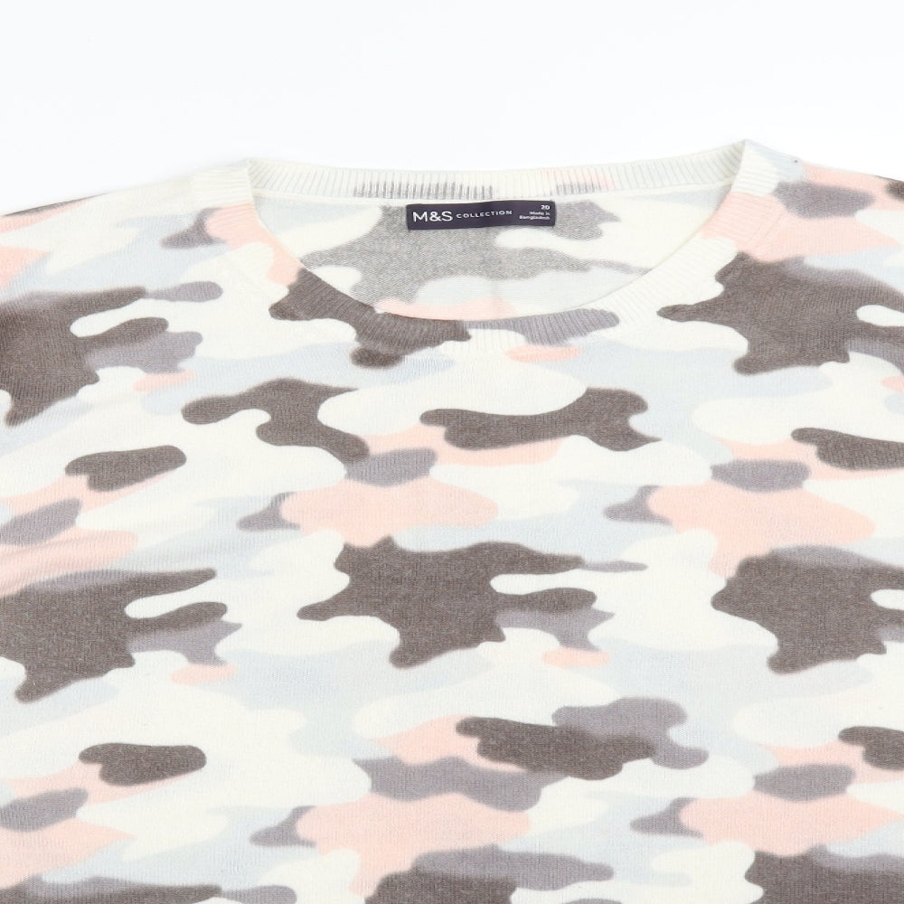 M&S Womens Multicoloured Camouflage  Basic T-Shirt Size 20
