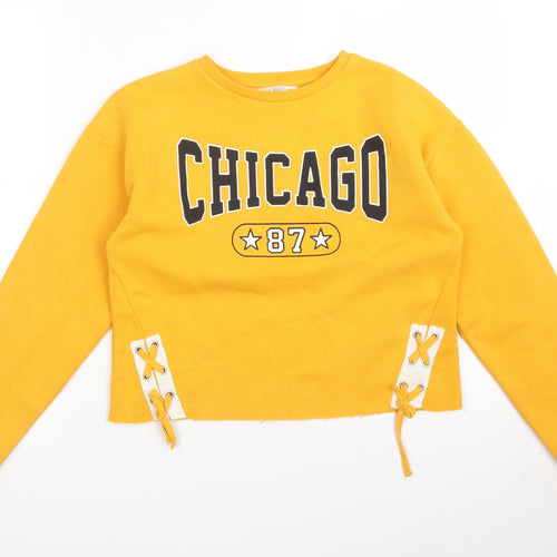 Matalan Girls Yellow   Pullover Sweatshirt Size 12 Years  - CHICAGO