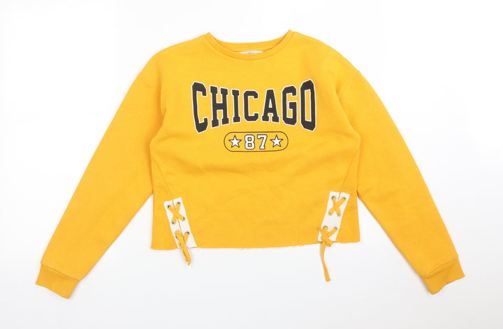 Matalan Girls Yellow Pullover Sweatshirt Size 12 Years - CHICAGO