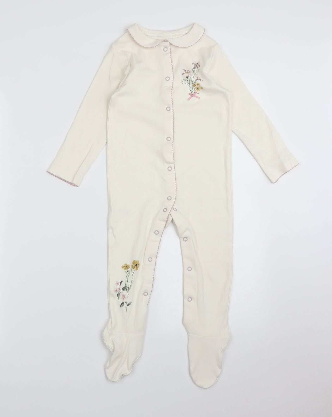 TU Baby White Floral  Babygrow One-Piece Size 18-24 Months