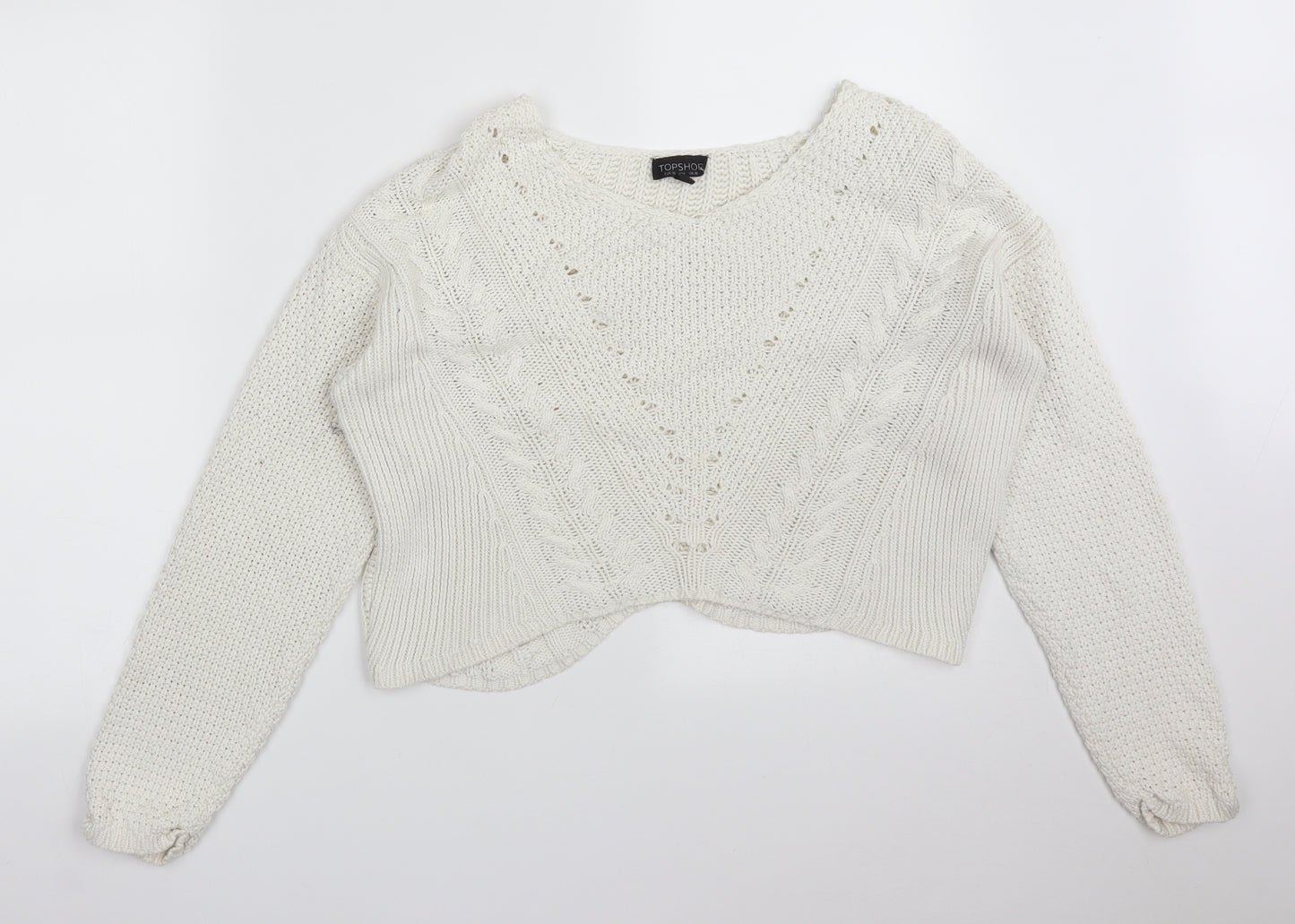 Topshop Womens White   Pullover Sweatshirt Size 10