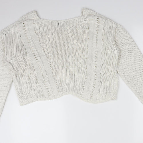 Topshop Womens White   Pullover Sweatshirt Size 10