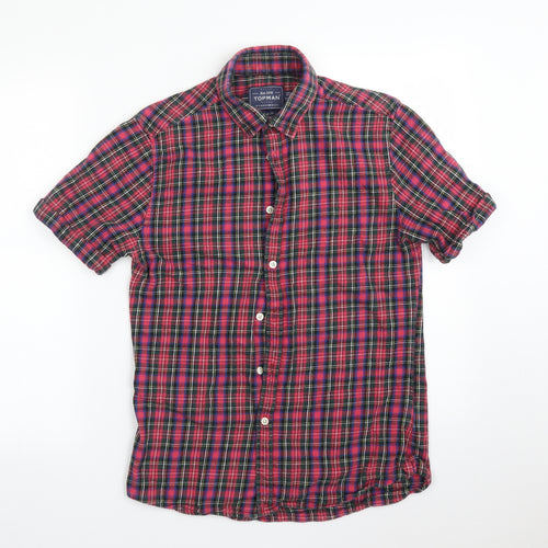 Topman Mens Multicoloured Check   Button-Up Size S