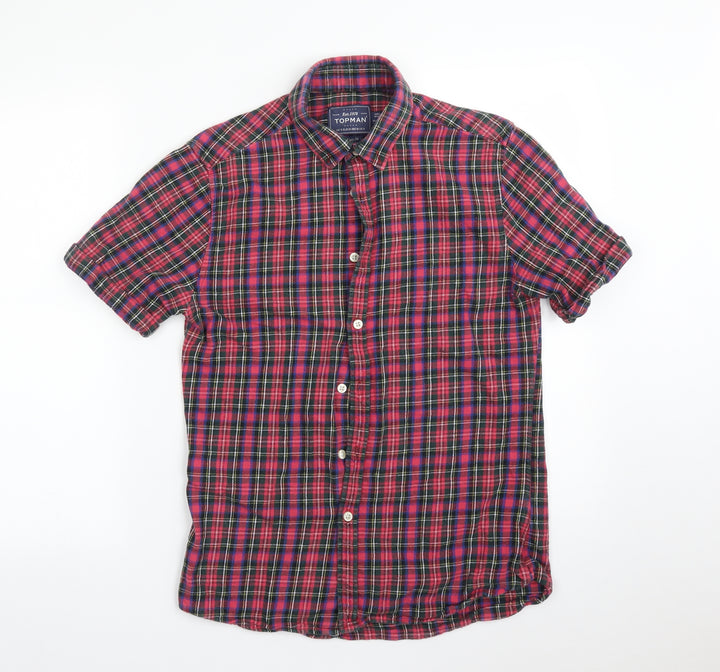 Topman Mens Multicoloured Check Button-Up Size S