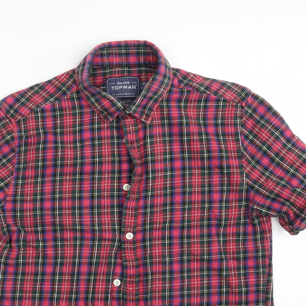 Topman Mens Multicoloured Check   Button-Up Size S