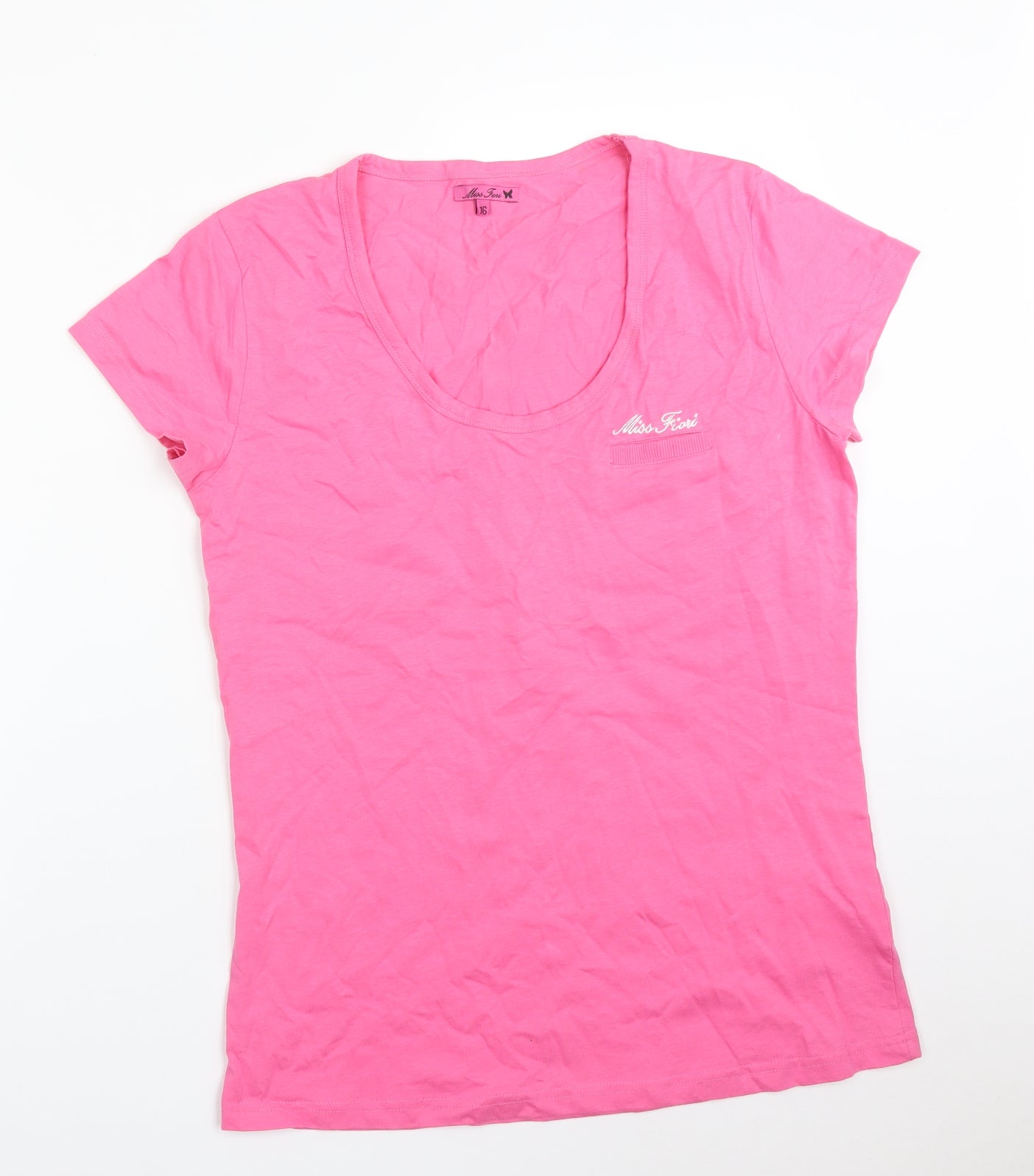Miss Fiori Womens Pink   Basic T-Shirt Size 16