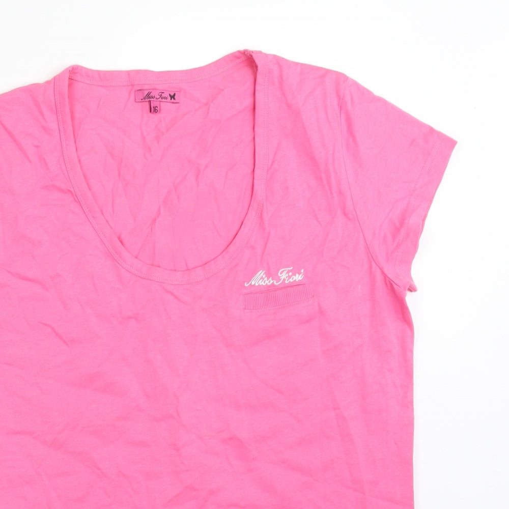 Miss Fiori Womens Pink   Basic T-Shirt Size 16
