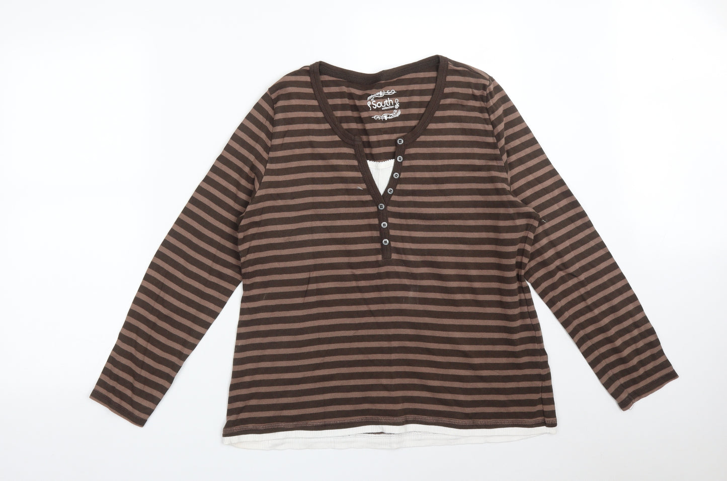 SOUTH COLLECTION Womens Multicoloured Striped  Basic T-Shirt Size 20