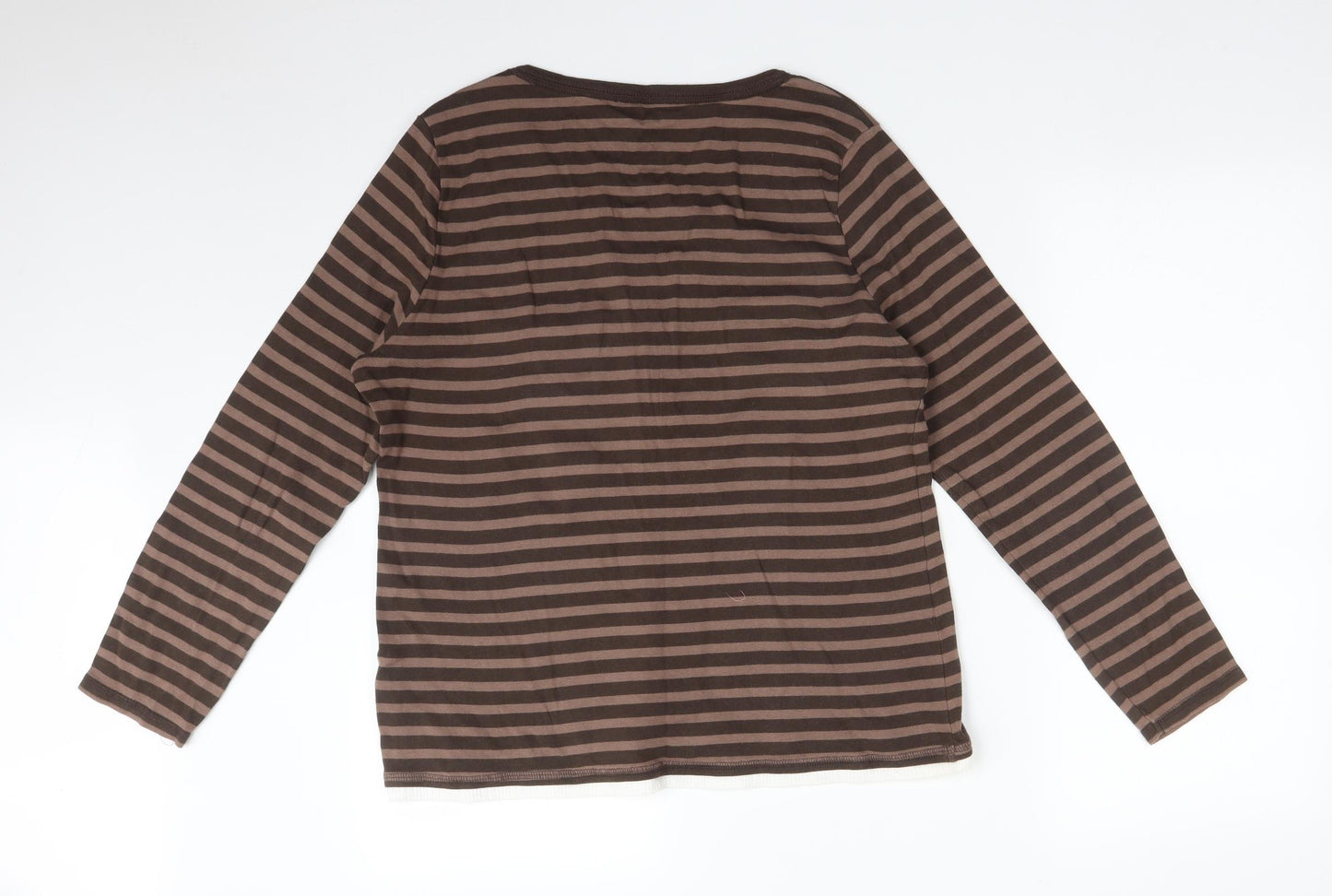 SOUTH COLLECTION Womens Multicoloured Striped  Basic T-Shirt Size 20