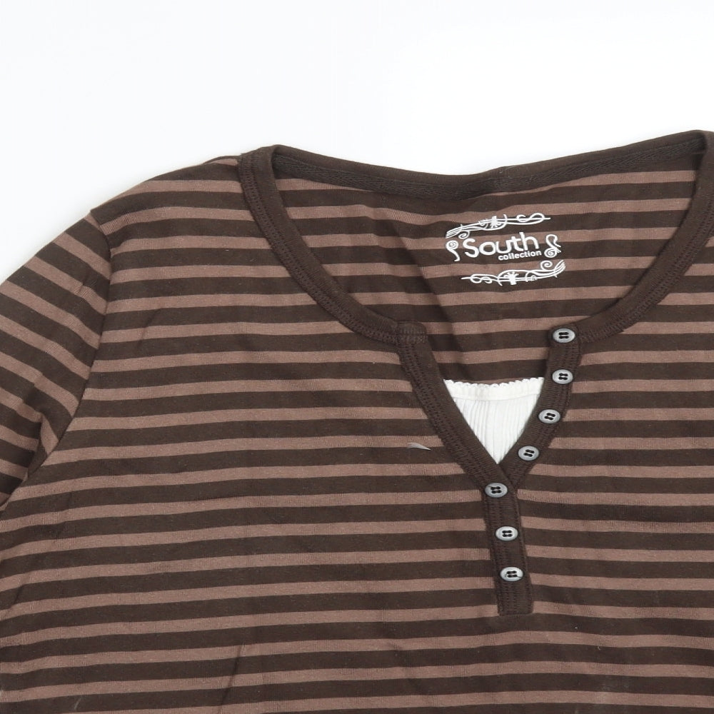 SOUTH COLLECTION Womens Multicoloured Striped  Basic T-Shirt Size 20