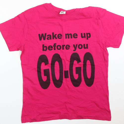 SG Womens Pink   Basic T-Shirt Size XL  - WAKE ME UP BEFORE YOU GO GO