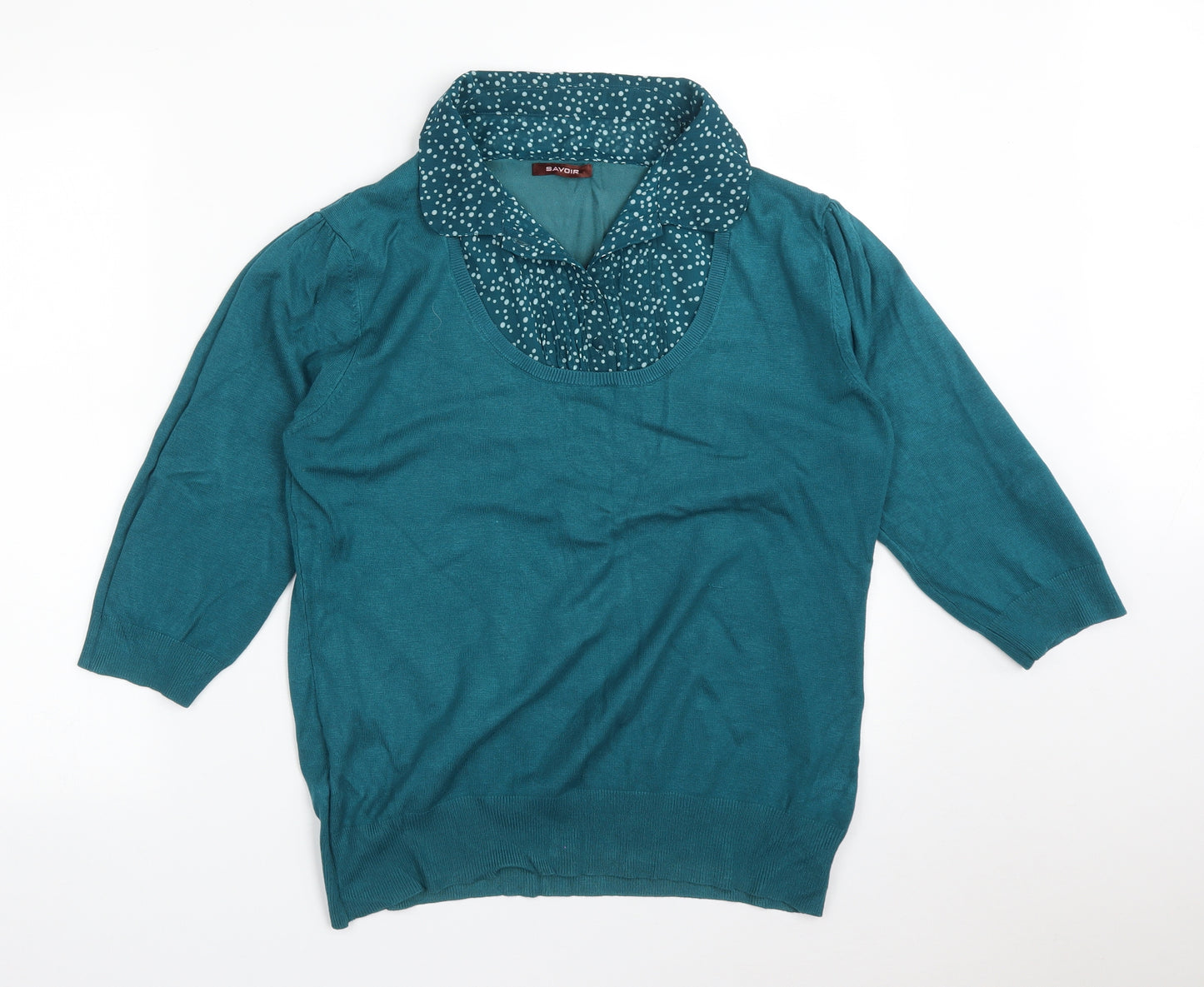 Savoir Womens Green Polka Dot  Basic T-Shirt Size 20