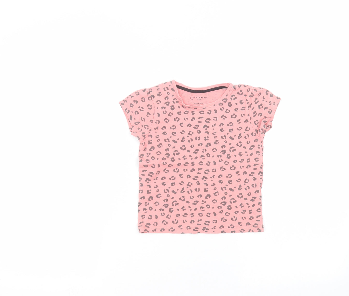Primark Baby Pink Animal Print  Basic T-Shirt Size 24 Months