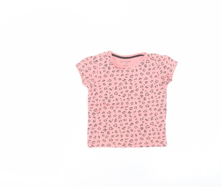 Primark Baby Pink Animal Print  Basic T-Shirt Size 24 Months