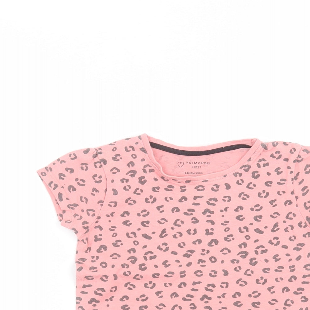 Primark Baby Pink Animal Print  Basic T-Shirt Size 24 Months