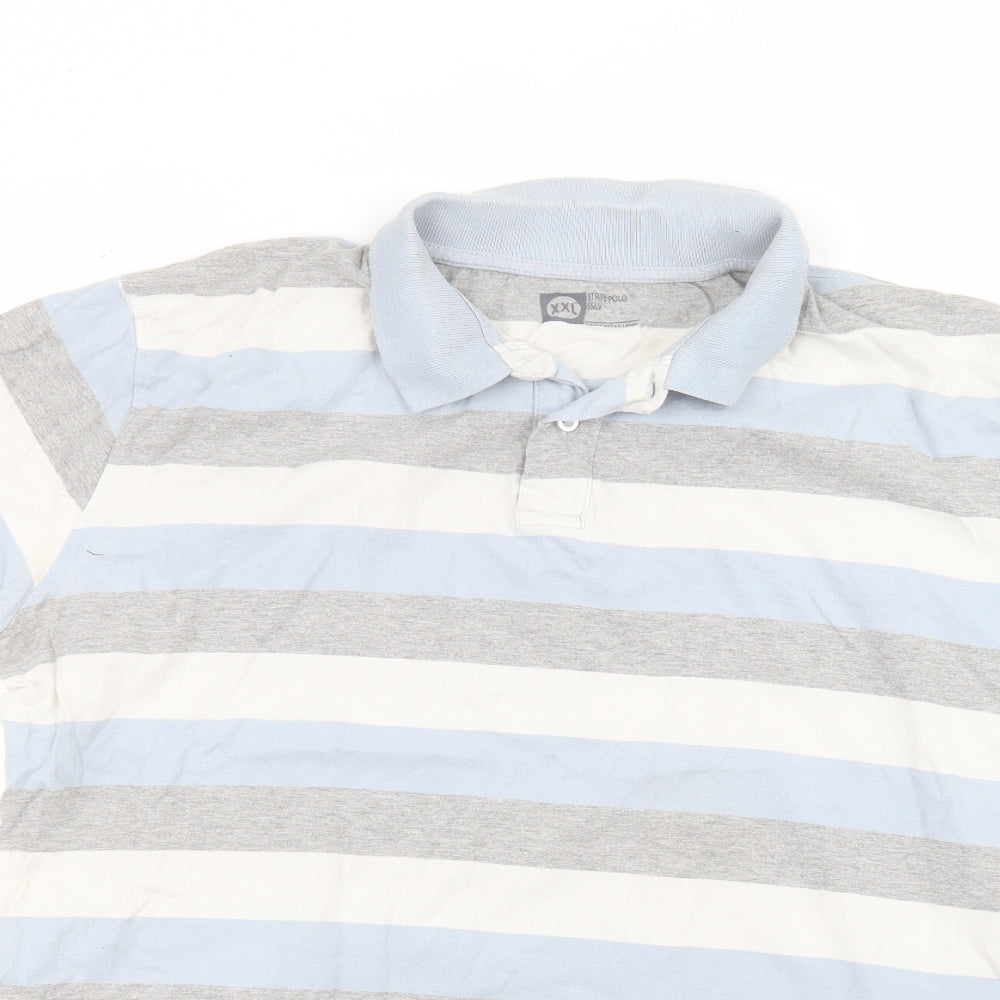 Cedar Wood State Mens Grey Striped   Polo Size 2XL