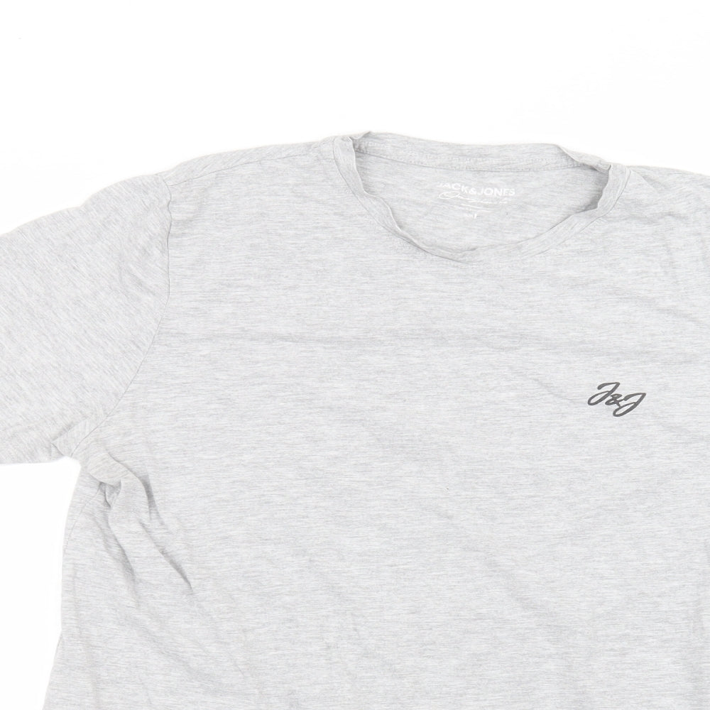 JACK & JONES Mens Grey    T-Shirt Size L