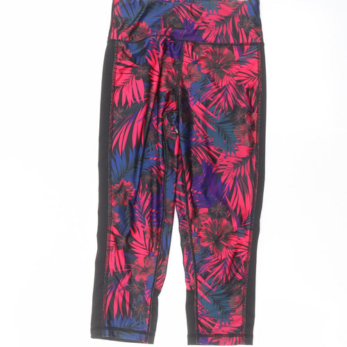 Matalan Womens Black Floral  Cropped Leggings Size 8 L20 in