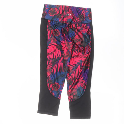 Matalan Womens Black Floral  Cropped Leggings Size 8 L20 in