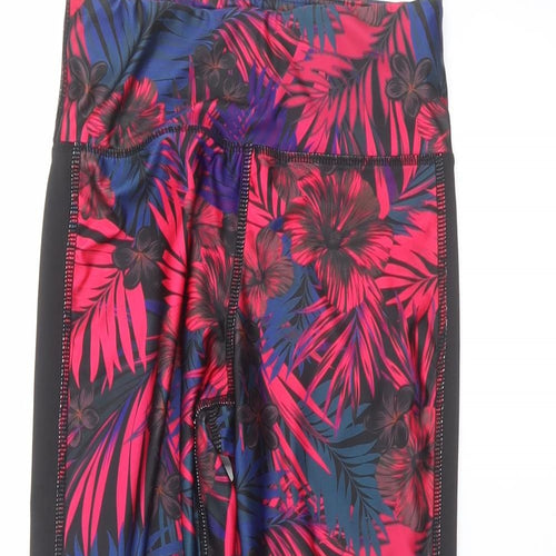Matalan Womens Black Floral  Cropped Leggings Size 8 L20 in