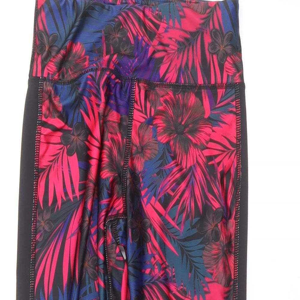 Matalan Womens Black Floral  Cropped Leggings Size 8 L20 in