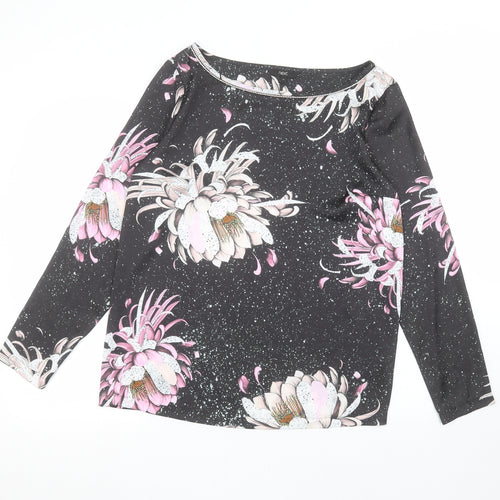NEXT Womens Black Floral  Basic T-Shirt Size 12