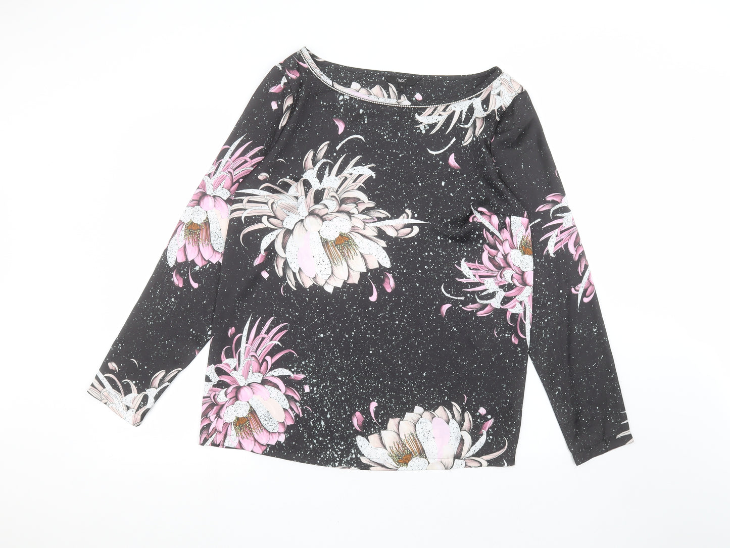 NEXT Womens Black Floral  Basic T-Shirt Size 12