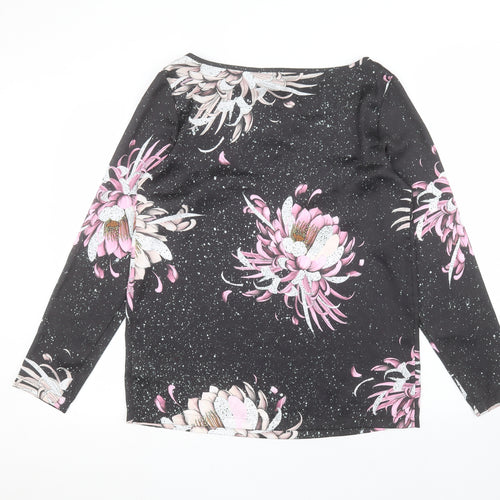 NEXT Womens Black Floral  Basic T-Shirt Size 12
