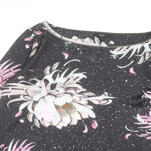 NEXT Womens Black Floral  Basic T-Shirt Size 12