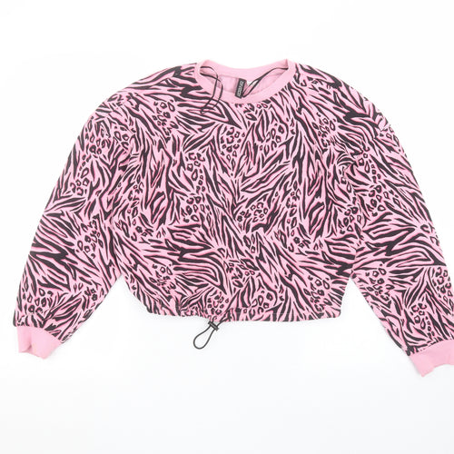 H&M Womens Pink Animal Print  Pullover Jumper Size XS